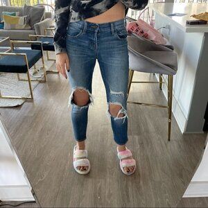 J Brand ripped knee bootcut jeans